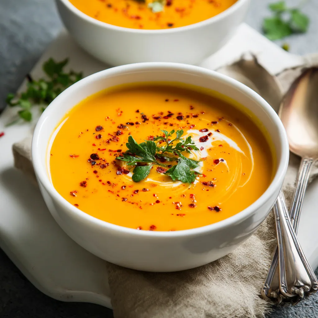 Spicy Butternut Squash Sweet Potato Soup Recipe