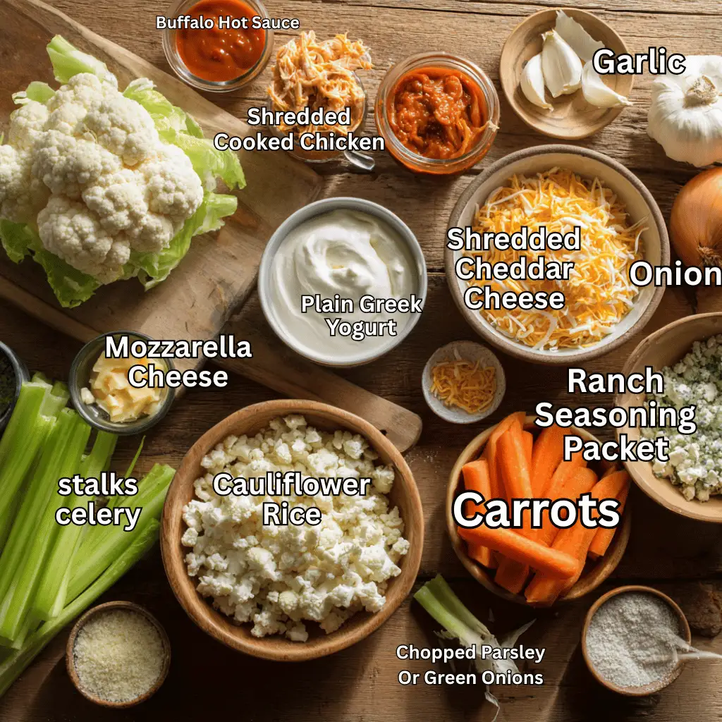 Creamy Buffalo Chicken Cauliflower Casserole