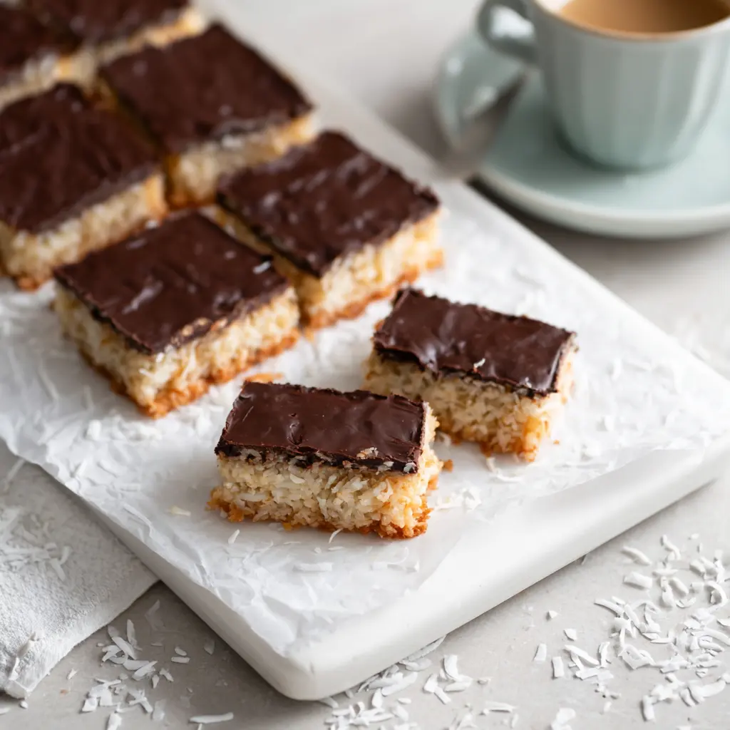 Dark Chocolate Coconut Macaroon Bars