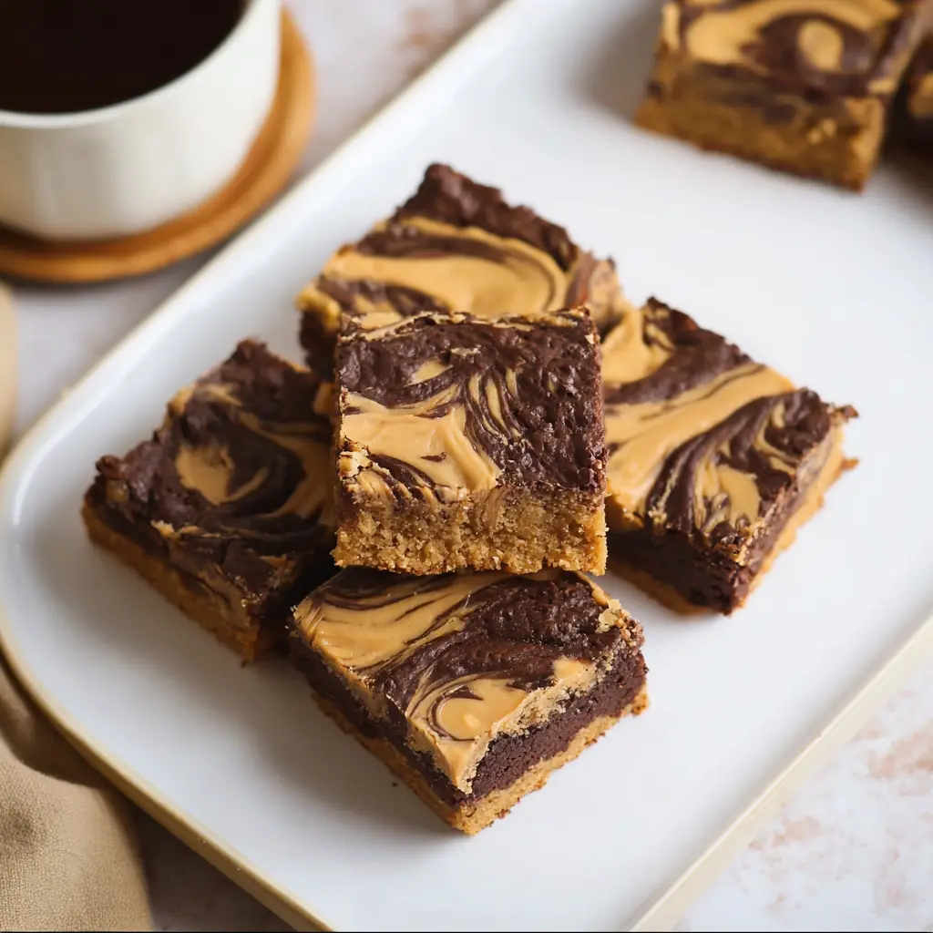 Dark Chocolate Peanut Butter Swirl Blondies