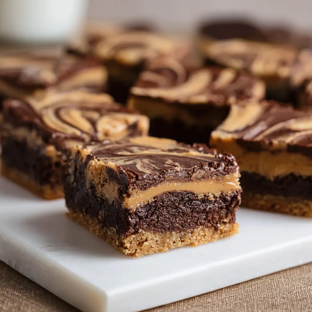 Dark Chocolate Peanut Butter Swirl Blondies